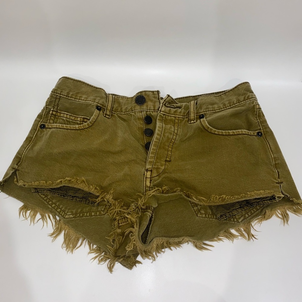 We The Free Ripped Khaki Denim Shorts